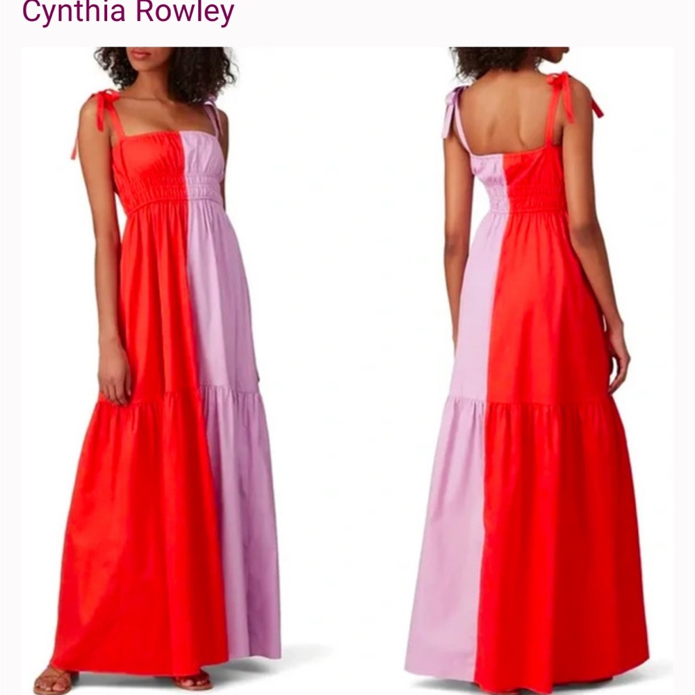 Cynthia Rowley Red and Pink Maxi Dress